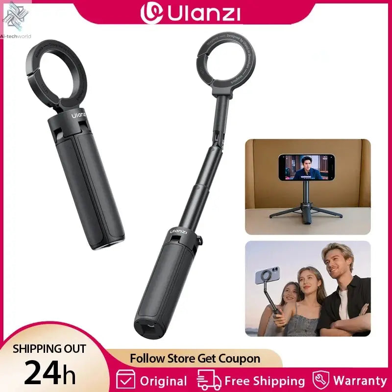 Ulanzi MT71 2 in1 Magnetic Mini Selfie Stick Desktop Tripod Stand for Iphone 17 16 15 Pro Max Android 180° Adjustable for Vlog Ai-TechWorld 