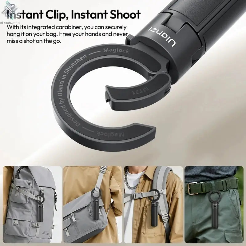 Ulanzi MT71 2 in1 Magnetic Mini Selfie Stick Desktop Tripod Stand for Iphone 17 16 15 Pro Max Android 180° Adjustable for Vlog Ai-TechWorld 