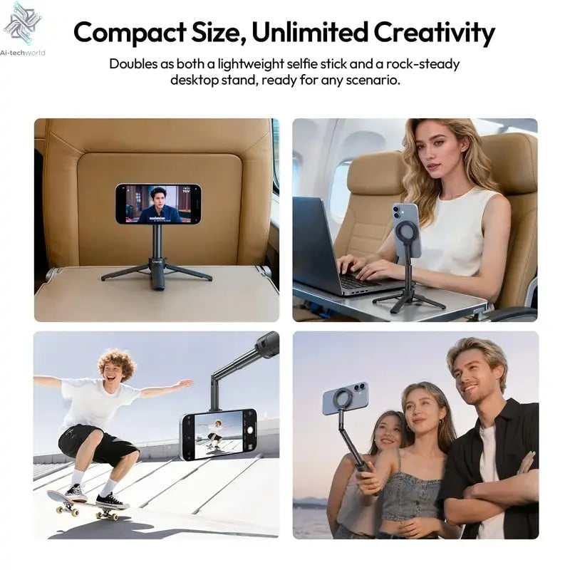 Ulanzi MT71 2 in1 Magnetic Mini Selfie Stick Desktop Tripod Stand for Iphone 17 16 15 Pro Max Android 180° Adjustable for Vlog Ai-TechWorld 