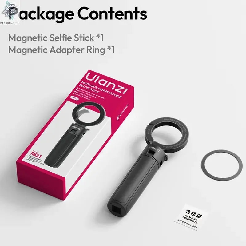 Ulanzi MT71 2 in1 Magnetic Mini Selfie Stick Desktop Tripod Stand for Iphone 17 16 15 Pro Max Android 180° Adjustable for Vlog Ai-TechWorld 