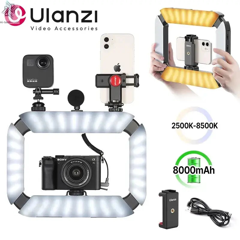 Ulanzi U200 U-200 Smartphone Video Rig  LED Video Light 2 in 1 Ring Light Cold Shoe for Microphone Tiktok Youtube Live Rig Light Ai-TechWorld 