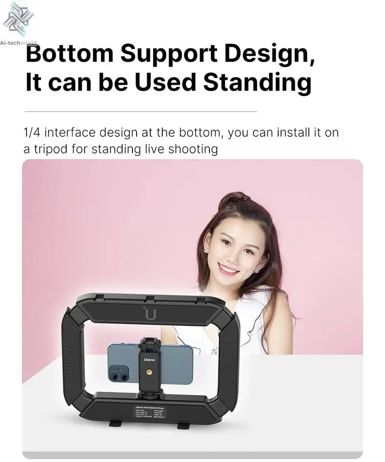 Ulanzi U200 U-200 Smartphone Video Rig  LED Video Light 2 in 1 Ring Light Cold Shoe for Microphone Tiktok Youtube Live Rig Light Ai-TechWorld 
