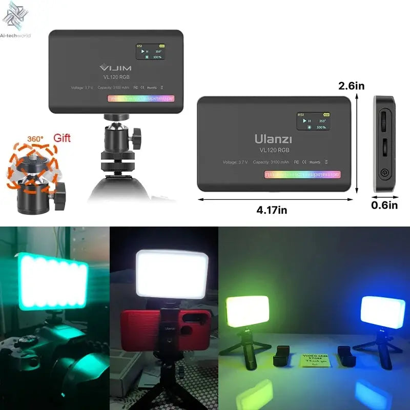 Ulanzi VL120 Full Color RGB Video Light 2500K-9000K LED Photography Lighting Dimmable Camera Light Live Videography Fill Lamp Ai-TechWorld 