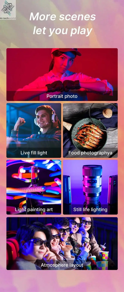 Ulanzi VL120 Full Color RGB Video Light 2500K-9000K LED Photography Lighting Dimmable Camera Light Live Videography Fill Lamp Ai-TechWorld 