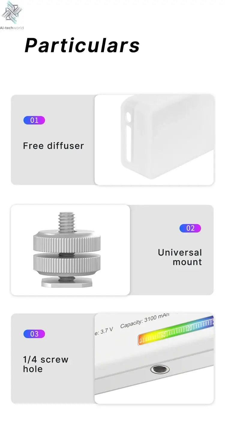 Ulanzi VL120 Full Color RGB Video Light 2500K-9000K LED Photography Lighting Dimmable Camera Light Live Videography Fill Lamp Ai-TechWorld 