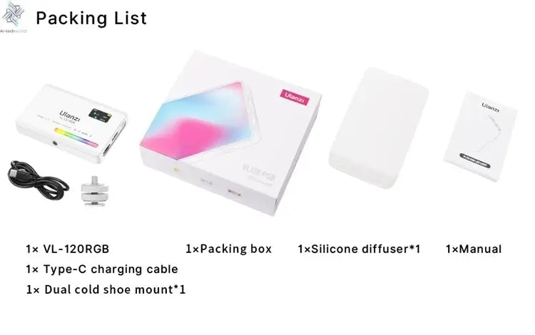 Ulanzi VL120 Full Color RGB Video Light 2500K-9000K LED Photography Lighting Dimmable Camera Light Live Videography Fill Lamp Ai-TechWorld 