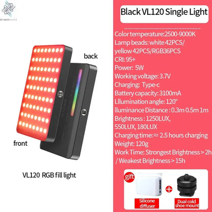 Ulanzi VL120 Full Color RGB Video Light 2500K-9000K LED Photography Lighting Dimmable Camera Light Live Videography Fill Lamp Ai-TechWorld 
