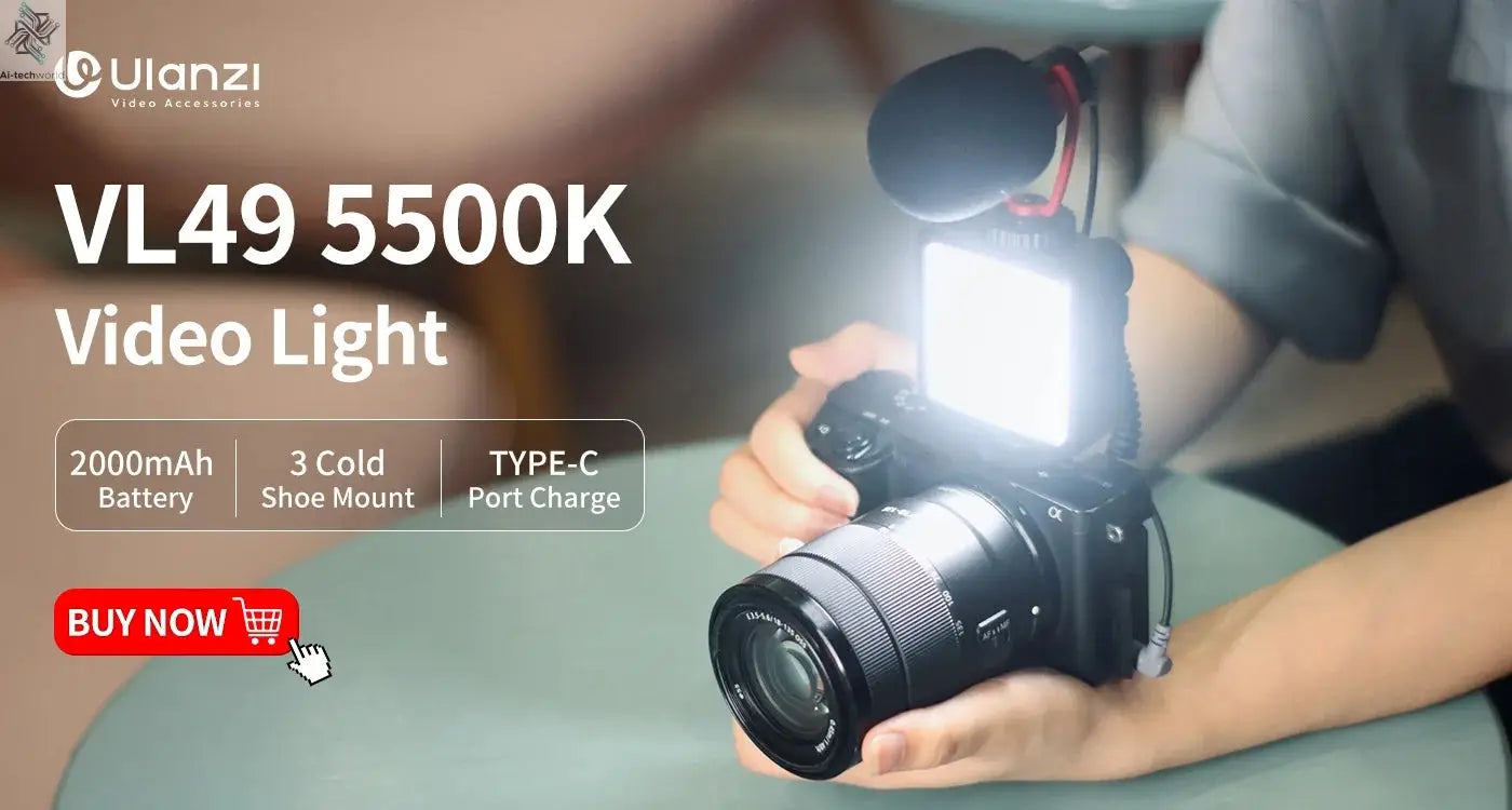 Ulanzi VL49 RGB Video Lights Mini LED Camera Light 2000mAh Rechargable LED Panel Lamp Photo Video Lighting for Youtube Tik tok Ai-TechWorld 