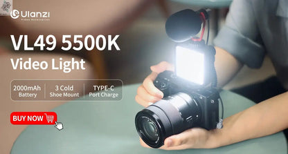 Ulanzi VL49 RGB Video Lights Mini LED Camera Light 2000mAh Rechargable LED Panel Lamp Photo Video Lighting for Youtube Tik tok Ai-TechWorld 