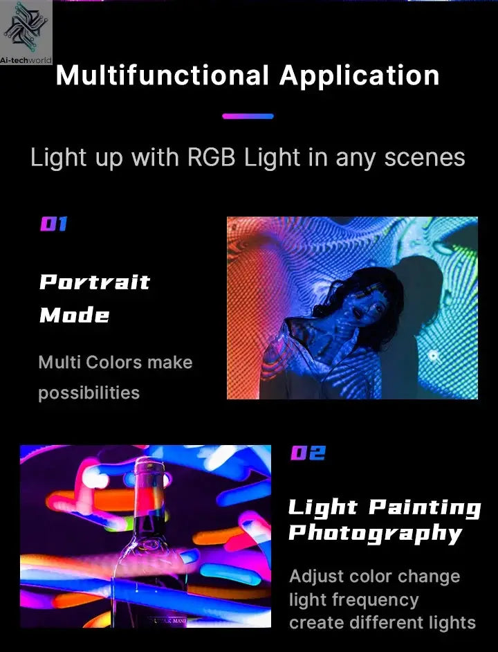 Ulanzi VL49 RGB Video Lights Mini LED Camera Light 2000mAh Rechargable LED Panel Lamp Photo Video Lighting for Youtube Tik tok Ai-TechWorld 