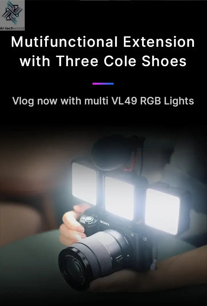 Ulanzi VL49 RGB Video Lights Mini LED Camera Light 2000mAh Rechargable LED Panel Lamp Photo Video Lighting for Youtube Tik tok Ai-TechWorld 