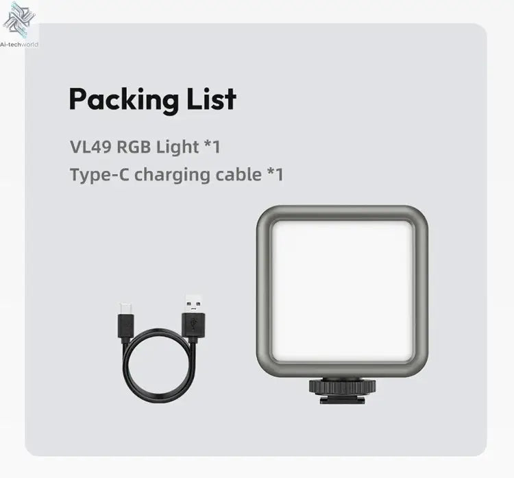 Ulanzi VL49 RGB Video Lights Mini LED Camera Light 2000mAh Rechargable LED Panel Lamp Photo Video Lighting for Youtube Tik tok Ai-TechWorld 