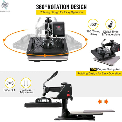 Ultimate 8-in-1 Heat Press Combo with Sublimation Printer for Mug & T-Shirt Printing Ai-TechWorld