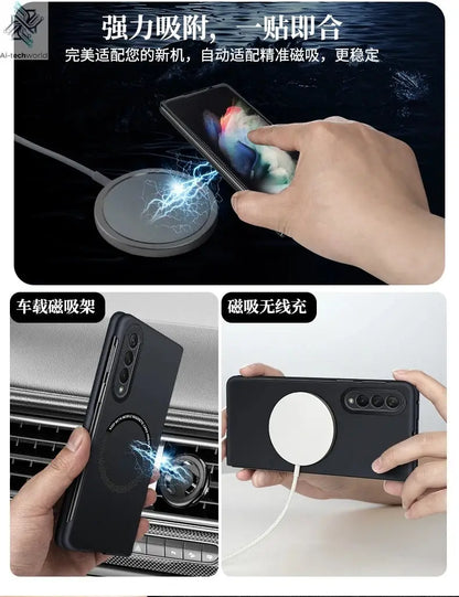 Ultra Thin Skin Feel Case for Samsung Galaxy Z Fold 3 4 5 6 7 Fold5 for Magsafe Magnetic Wireless Charging Fold6 Fold4 Cover Ai-TechWorld 