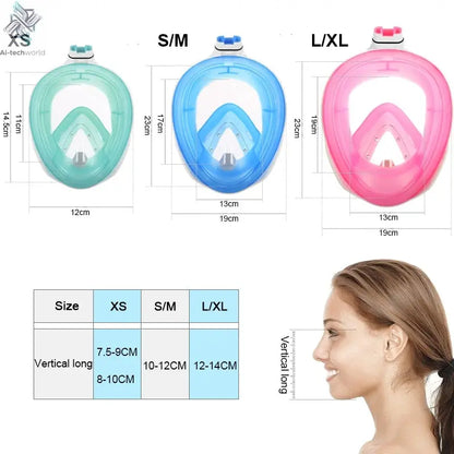 Underwater Scuba Anti Fog Full Face Diving Mask Snorkeling Respiratory Masks Safe Waterproof Swimming Equipment for Adult Kids Ai-TechWorld 
