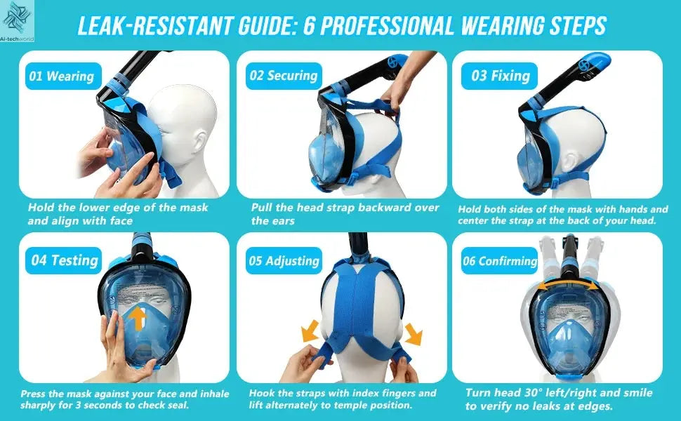 Underwater Scuba Anti Fog Full Face Diving Mask Snorkeling Respiratory Masks Safe Waterproof Swimming Equipment for Adult Kids Ai-TechWorld 