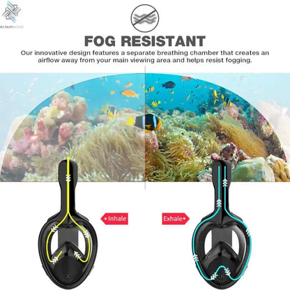 Underwater Scuba Anti Fog Full Face Diving Mask Snorkeling Respiratory Masks Safe Waterproof Swimming Equipment for Adult Kids Ai-TechWorld 