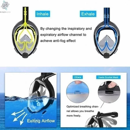 Underwater Scuba Anti Fog Full Face Diving Mask Snorkeling Respiratory Masks Safe Waterproof Swimming Equipment for Adult Kids Ai-TechWorld 