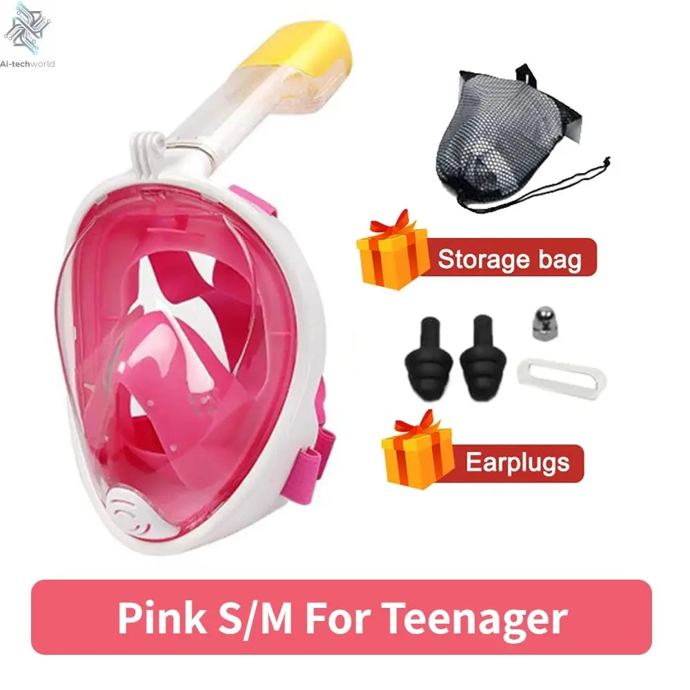 Underwater Scuba Anti Fog Full Face Diving Mask Snorkeling Respiratory Masks Safe Waterproof Swimming Equipment for Adult Kids Ai-TechWorld 
