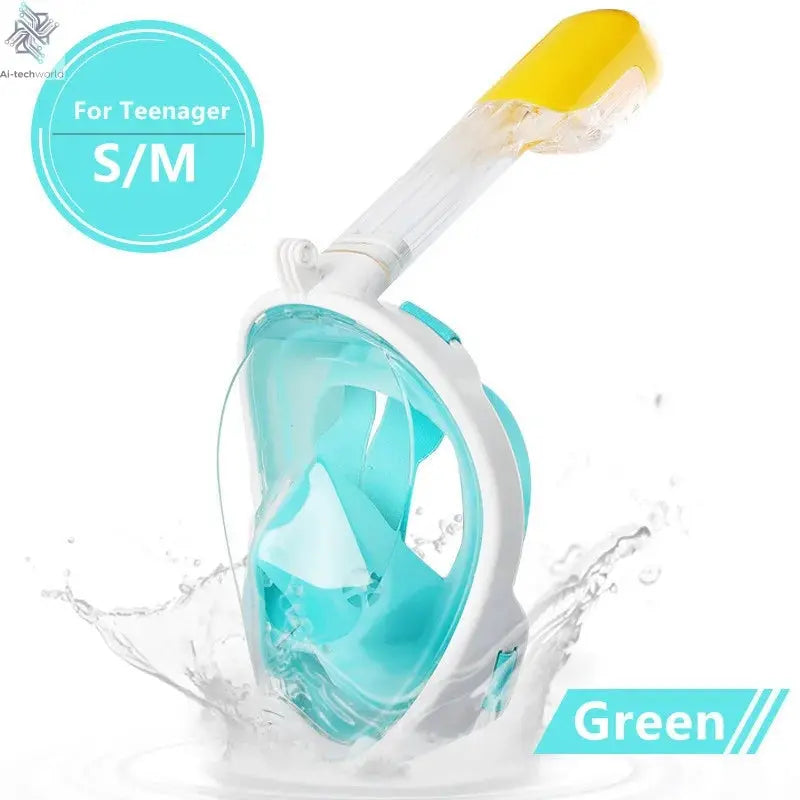 Underwater Scuba Anti Fog Full Face Diving Mask Snorkeling Respiratory Masks Safe Waterproof Swimming Equipment for Adult Kids Ai-TechWorld 