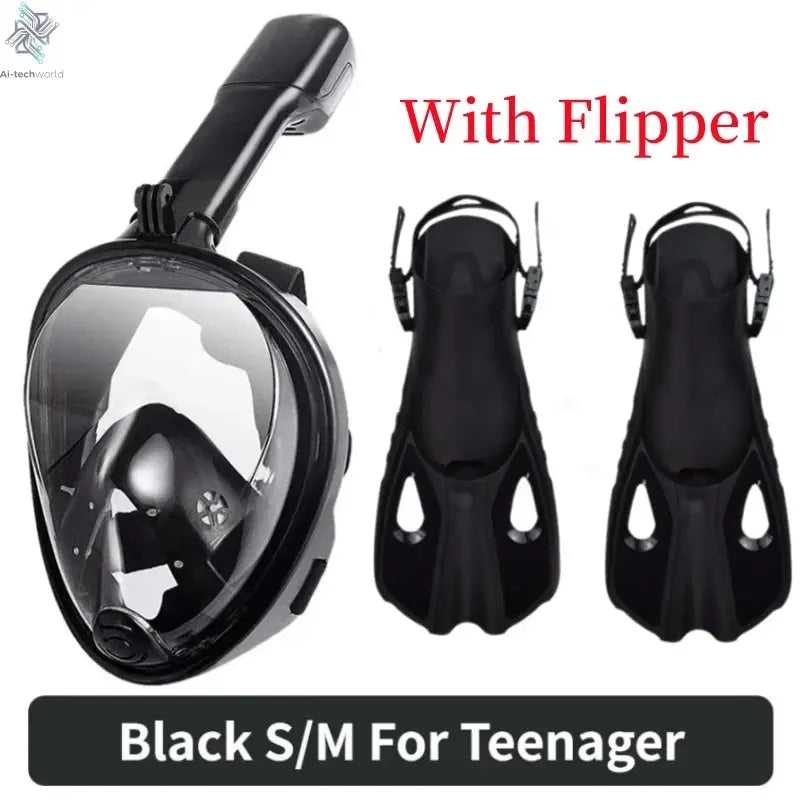 Underwater Scuba Anti Fog Full Face Diving Mask Snorkeling Respiratory Masks Safe Waterproof Swimming Equipment for Adult Kids Ai-TechWorld 
