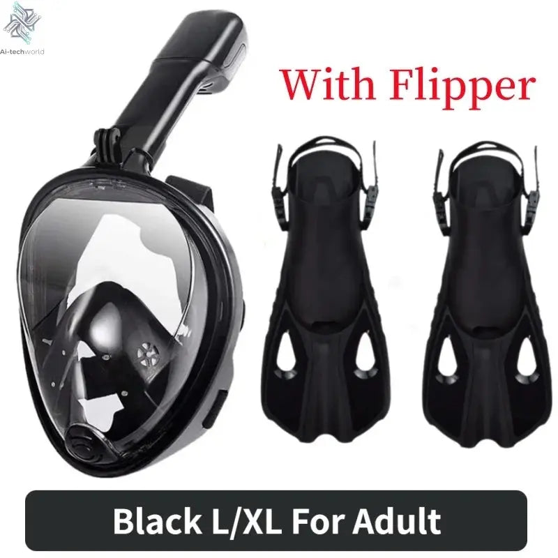 Underwater Scuba Anti Fog Full Face Diving Mask Snorkeling Respiratory Masks Safe Waterproof Swimming Equipment for Adult Kids Ai-TechWorld 