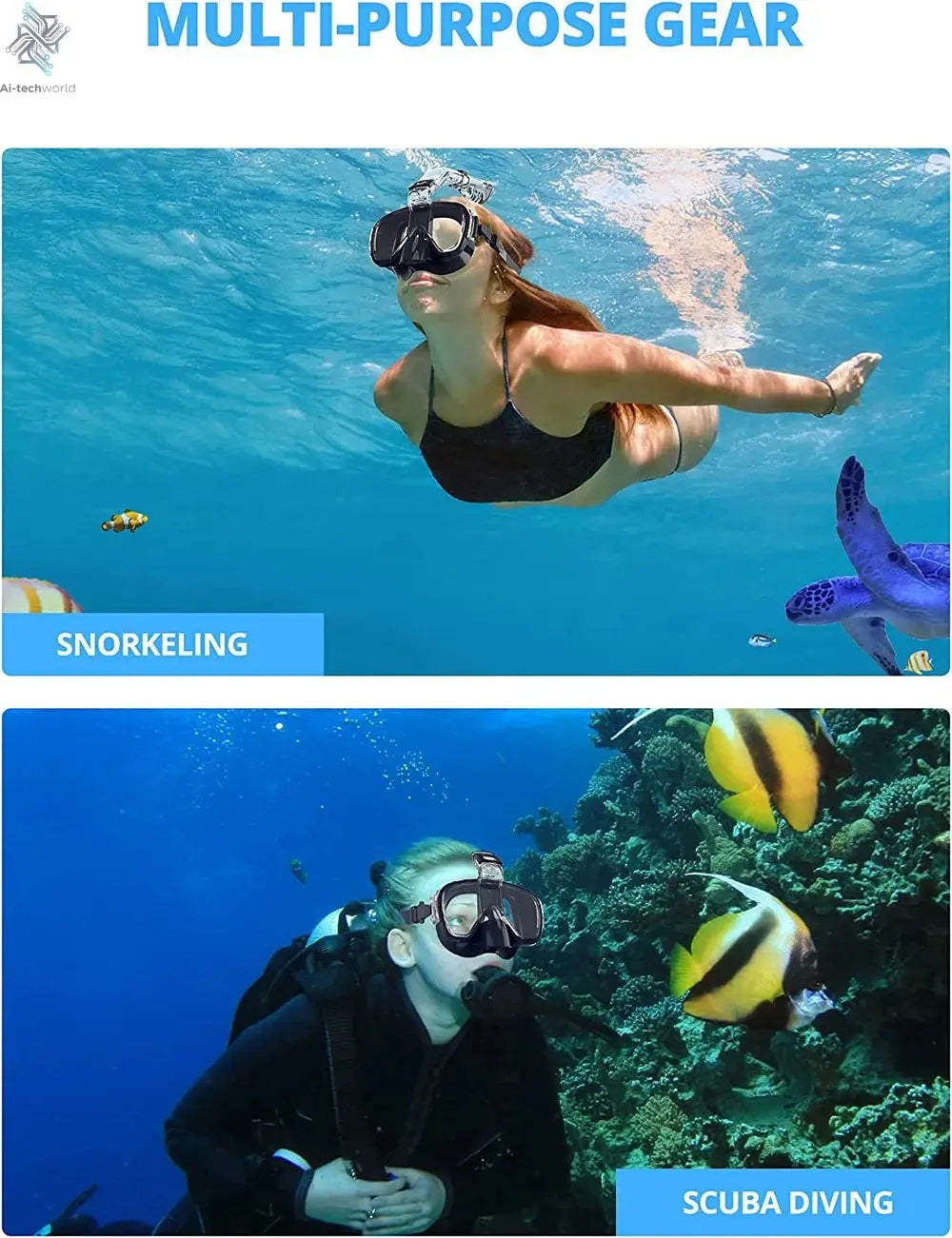 Underwater Snorkeling Half face Face Children Swimming Mask Set Scuba Diving Respirator Masks Anti Fog Safe Breathing for Adult Ai-TechWorld 
