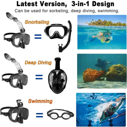 Underwater Snorkeling Half face Face Children Swimming Mask Set Scuba Diving Respirator Masks Anti Fog Safe Breathing for Adult Ai-TechWorld 