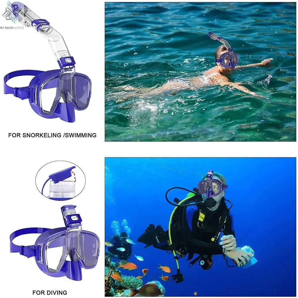 Underwater Snorkeling Half face Face Children Swimming Mask Set Scuba Diving Respirator Masks Anti Fog Safe Breathing for Adult Ai-TechWorld 