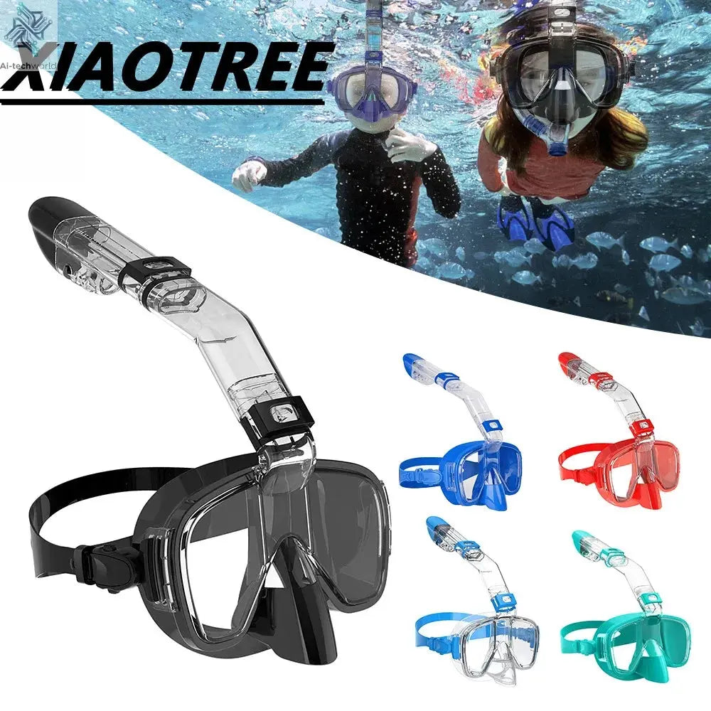 Underwater Snorkeling Half face Face Children Swimming Mask Set Scuba Diving Respirator Masks Anti Fog Safe Breathing for Adult Ai-TechWorld 