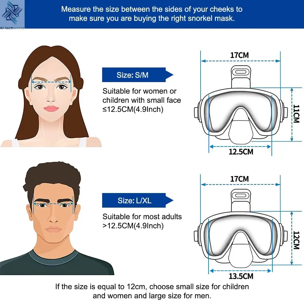 Underwater Snorkeling Half face Face Children Swimming Mask Set Scuba Diving Respirator Masks Anti Fog Safe Breathing for Adult Ai-TechWorld 