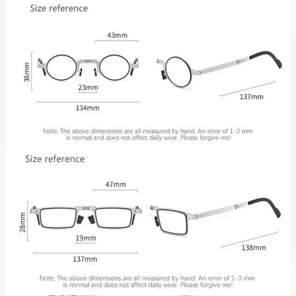 Unisex Folding Reading Glasses Transparent Lenses Full Metal Frame Anti Blue Light Comes with Case for Men and Women - Ai-TechWorld