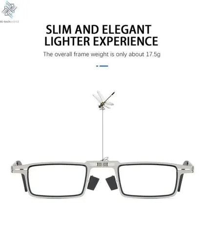 Unisex Folding Reading Glasses Transparent Lenses Full Metal Frame Anti Blue Light Comes with Case for Men and Women - Ai-TechWorld