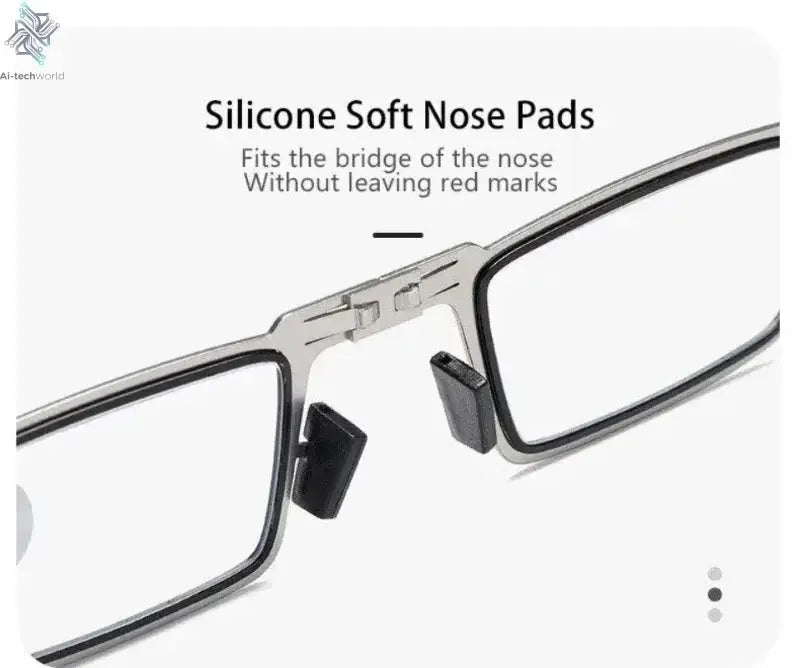 Unisex Folding Reading Glasses Transparent Lenses Full Metal Frame Anti Blue Light Comes with Case for Men and Women - Ai-TechWorld
