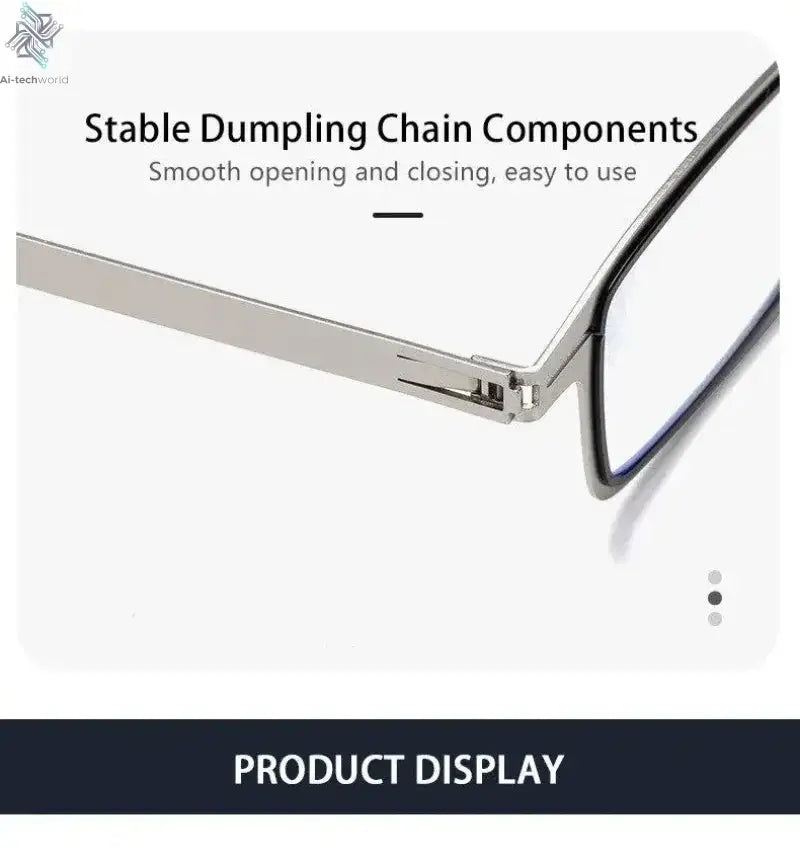 Unisex Folding Reading Glasses Transparent Lenses Full Metal Frame Anti Blue Light Comes with Case for Men and Women - Ai-TechWorld
