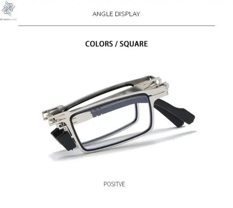 Unisex Folding Reading Glasses Transparent Lenses Full Metal Frame Anti Blue Light Comes with Case for Men and Women - Ai-TechWorld