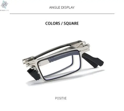 Unisex Folding Reading Glasses Transparent Lenses Full Metal Frame Anti Blue Light Comes with Case for Men and Women - Ai-TechWorld