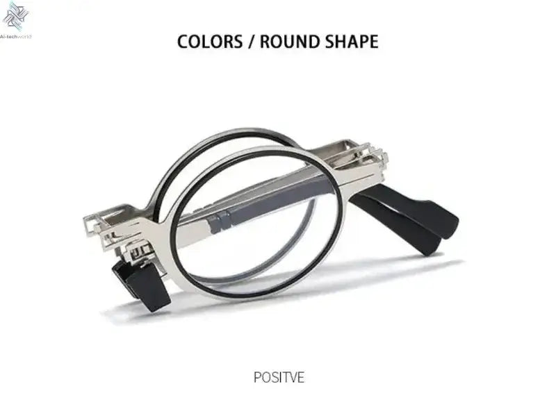 Unisex Folding Reading Glasses Transparent Lenses Full Metal Frame Anti Blue Light Comes with Case for Men and Women - Ai-TechWorld