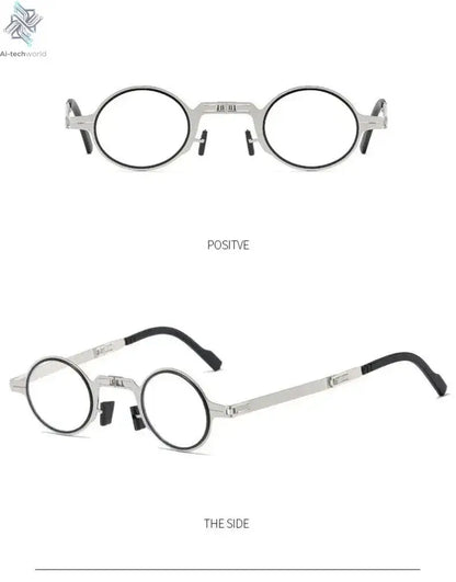 Unisex Folding Reading Glasses Transparent Lenses Full Metal Frame Anti Blue Light Comes with Case for Men and Women - Ai-TechWorld