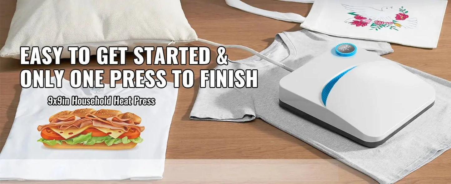 VEVOR 9x9/12x10 in Portable Heat Press Machine DIY Shirt Printing Multifunctional Sublimation Transfer for HTV Vinyl T-shirt Bag - Ai - TechWorld