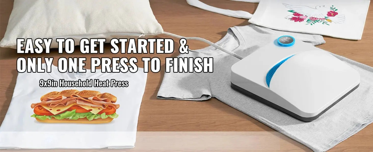 VEVOR 9x9/12x10 in Portable Heat Press Machine DIY Shirt Printing Multifunctional Sublimation Transfer for HTV Vinyl T-shirt Bag - Ai - TechWorld