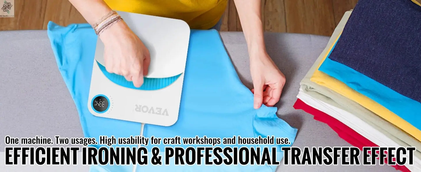 VEVOR 9x9/12x10 in Portable Heat Press Machine DIY Shirt Printing Multifunctional Sublimation Transfer for HTV Vinyl T-shirt Bag - Ai - TechWorld