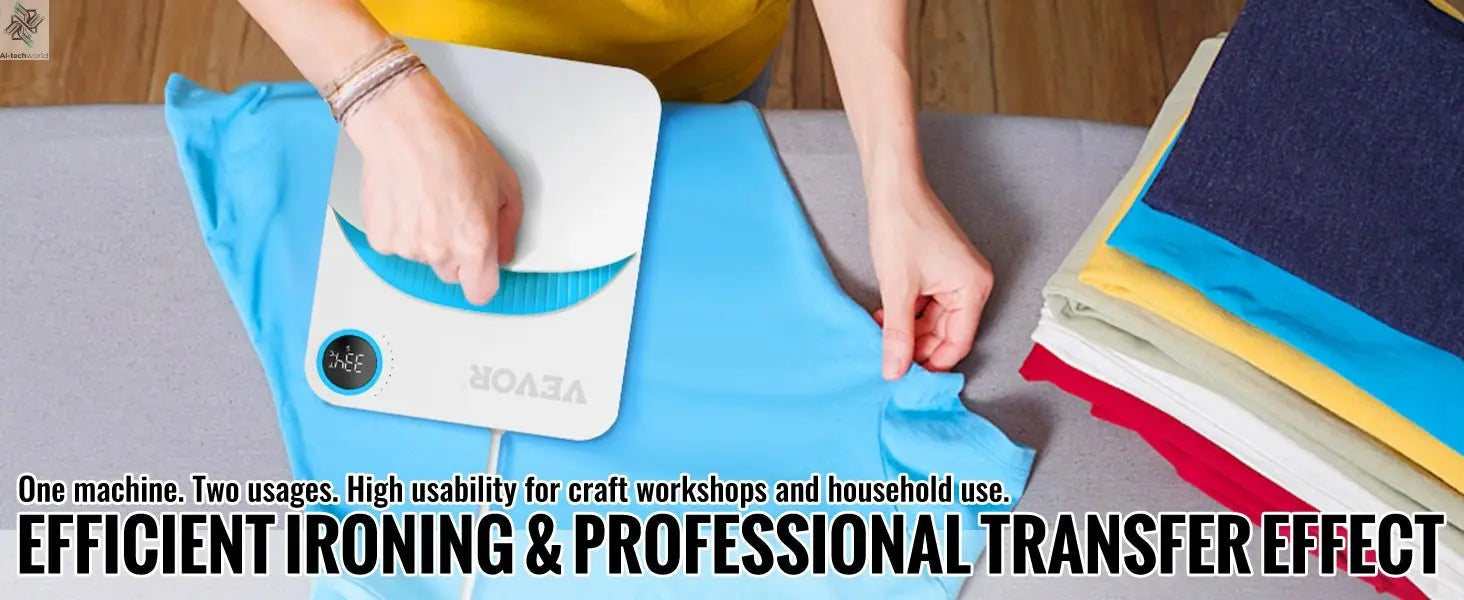 VEVOR 9x9/12x10 in Portable Heat Press Machine DIY Shirt Printing Multifunctional Sublimation Transfer for HTV Vinyl T-shirt Bag - Ai - TechWorld