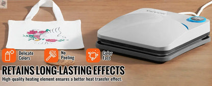 VEVOR 9x9/12x10 in Portable Heat Press Machine DIY Shirt Printing Multifunctional Sublimation Transfer for HTV Vinyl T-shirt Bag - Ai - TechWorld