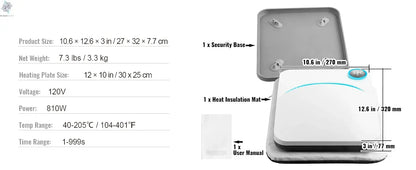 VEVOR 9x9/12x10 in Portable Heat Press Machine DIY Shirt Printing Multifunctional Sublimation Transfer for HTV Vinyl T-shirt Bag - Ai - TechWorld