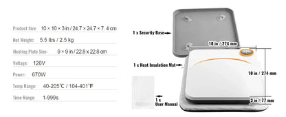 VEVOR 9x9/12x10 in Portable Heat Press Machine DIY Shirt Printing Multifunctional Sublimation Transfer for HTV Vinyl T-shirt Bag - Ai - TechWorld