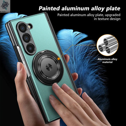 VIETAO Aluminum Alloy Plate PC Back Cover Z Fold 7 Phone Case With 360° Rotatable Magnet Metal Bracket For Galaxy Z Fold 7/6/5/4 Ai-TechWorld 