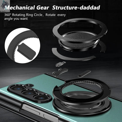 VIETAO Aluminum Alloy Plate PC Back Cover Z Fold 7 Phone Case With 360° Rotatable Magnet Metal Bracket For Galaxy Z Fold 7/6/5/4 Ai-TechWorld 