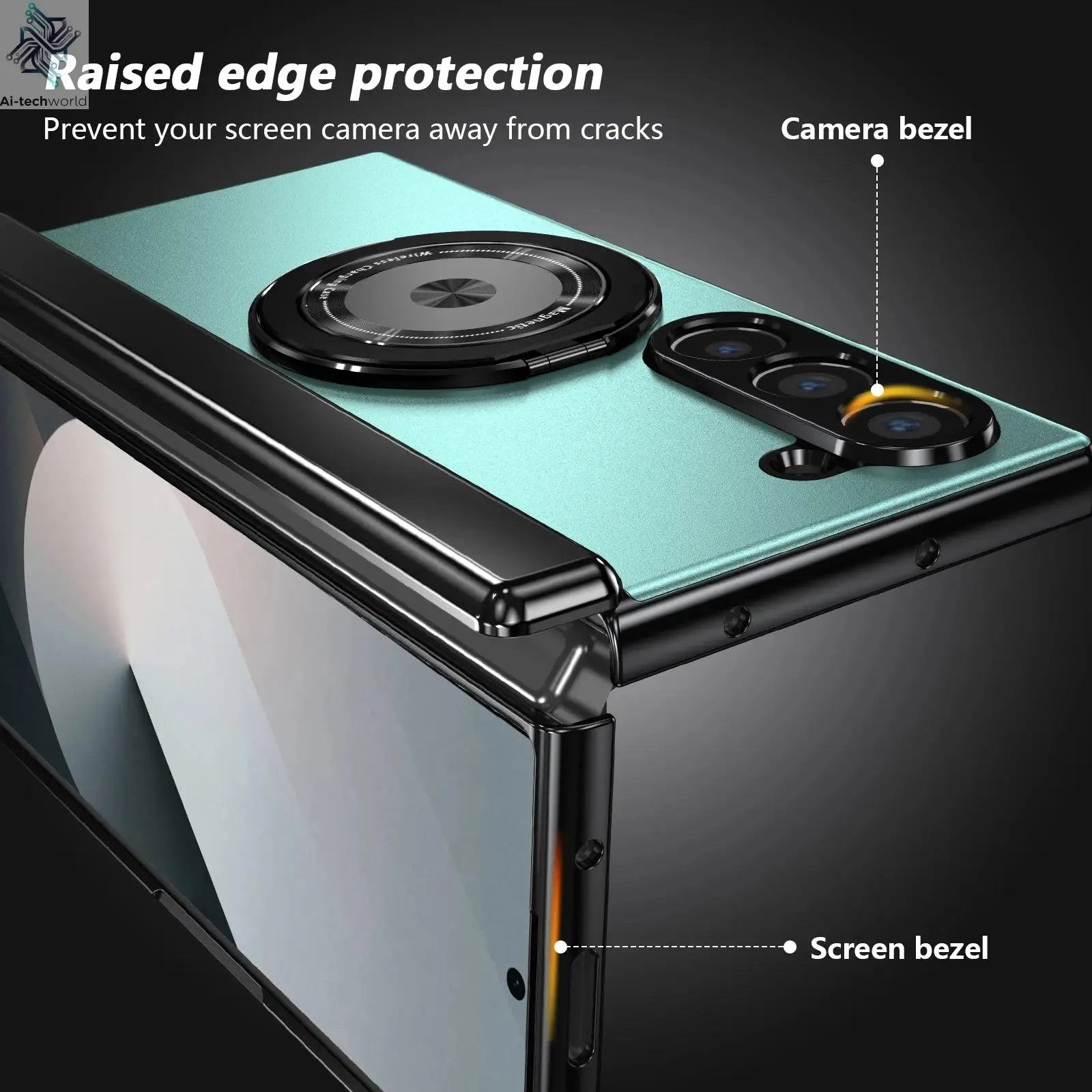 VIETAO Aluminum Alloy Plate PC Back Cover Z Fold 7 Phone Case With 360° Rotatable Magnet Metal Bracket For Galaxy Z Fold 7/6/5/4 Ai-TechWorld 