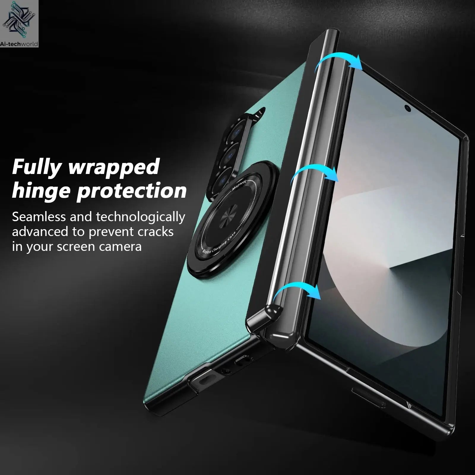 VIETAO Aluminum Alloy Plate PC Back Cover Z Fold 7 Phone Case With 360° Rotatable Magnet Metal Bracket For Galaxy Z Fold 7/6/5/4 Ai-TechWorld 